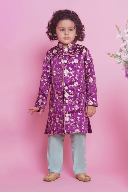 Little Bansi Floral Embroidered Sherwani With Pyjama 