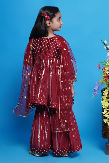 Little Bansi Abstract Embroidered Kurta Sharara Set 