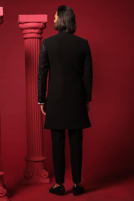 Amrit Dawani Geometric Embroidered Bandhgala Set 