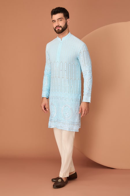 Kasbah Floral Chikankari Embroidered Kurta 