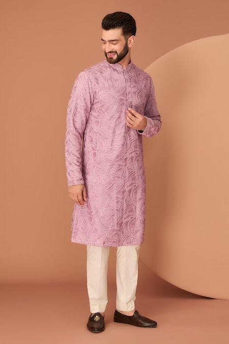 Kasbah Abstract Pattern thread Embroidered Kurta 