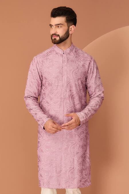 Kasbah Purple Silk Embroidery, Sequins Abstract Pattern Thread Kurta Online at Aza Fashions Kasbah_Purple Silk Embroidery, Sequins Abstract Pattern Thread Kurta_Online_at_Aza_Fashions