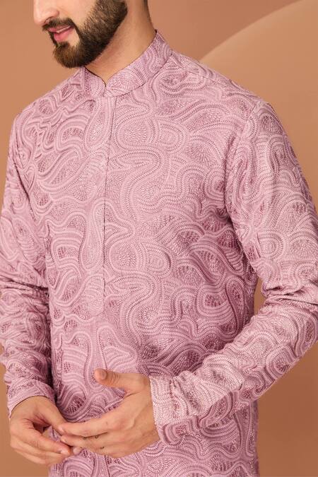 Buy Kasbah Purple Silk Embroidery, Sequins Abstract Pattern Thread Kurta Online at Aza Fashions Buy_Kasbah_Purple Silk Embroidery, Sequins Abstract Pattern Thread Kurta_Online_at_Aza_Fashions