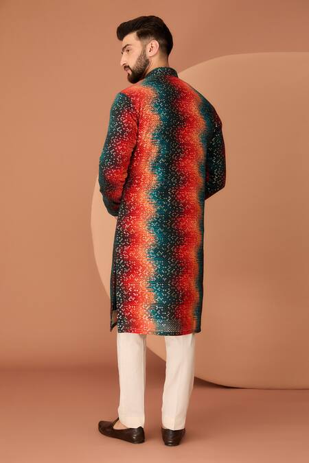 Shop Kasbah Multi Color Georgette Sequins Ombre Embroidered Kurta at Aza Fashions Shop_Kasbah_Multi Color Georgette Sequins Ombre Embroidered Kurta_at_Aza_Fashions
