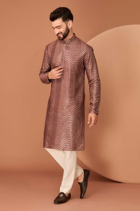 Kasbah Silk Chevron Embroidered Kurta 