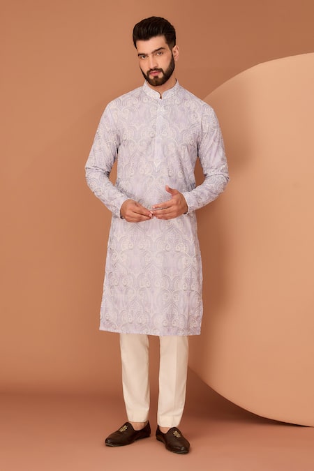 Kasbah Purple Georgette Embroidery Kashmiri Aari Kurta 