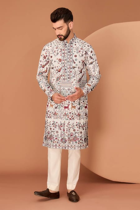 Kasbah Silk Floral & Fauna Embroidered Kurta 