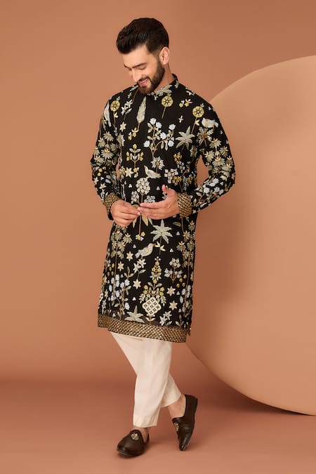 Kasbah Floral & Fauna Thread Embroidered Kurta 