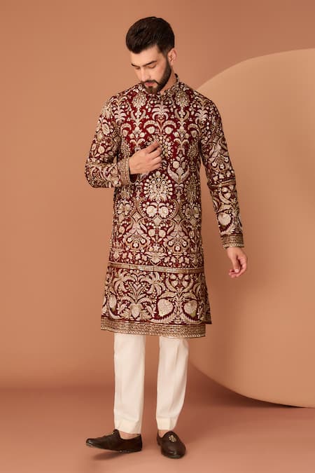 Kasbah Floral Zari Work Embroidered Kurta 