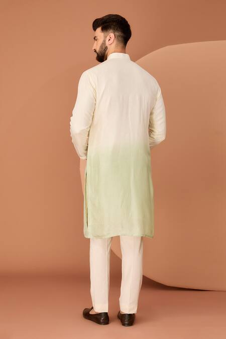 Buy_Kasbah_Green Silk Mirrors Embroidered Ombre Jacket _Online_at_Aza_Fashions