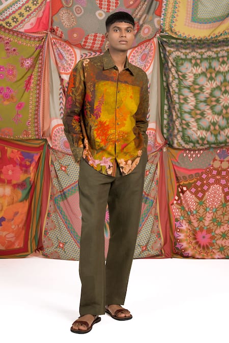 Siddhartha Bansal Bloom Printed Linen Shirt 