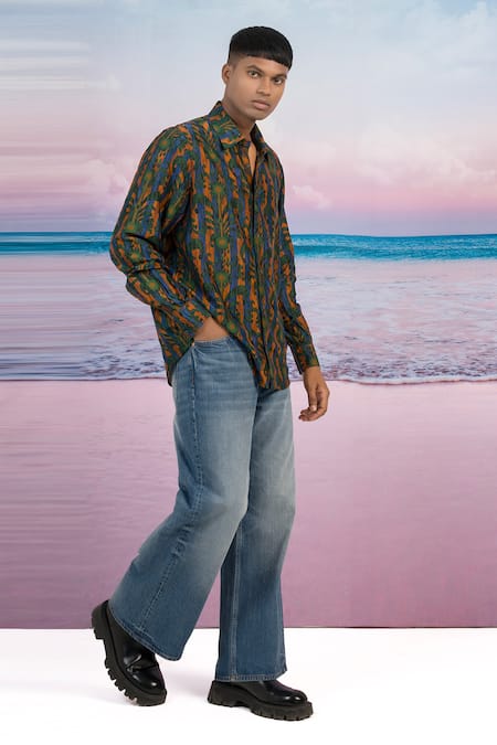 Siddhartha Bansal_Blue Silk Metropolis Printed Shirt _Online_at_Aza_Fashions