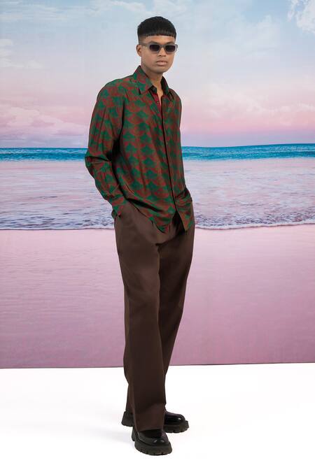 Buy Siddhartha Bansal Green Silk Embroidery Bohemian Rhapsody Printed Shirt Online at Aza Fashions Buy_Siddhartha Bansal_Green Silk Embroidery Bohemian Rhapsody Printed Shirt _Online_at_Aza_Fashions