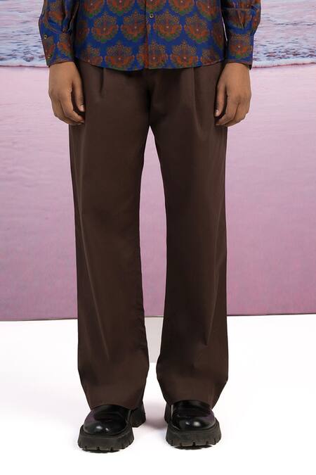 Siddhartha Bansal Brown Linen Solid Straight Trouser Online at Aza Fashions Siddhartha Bansal_Brown Linen Solid Straight Trouser _Online_at_Aza_Fashions