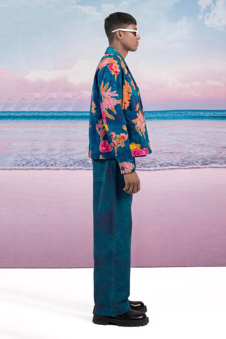 Siddhartha Bansal_Blue Cotton, Twill Seasons Trouser _Online_at_Aza_Fashions