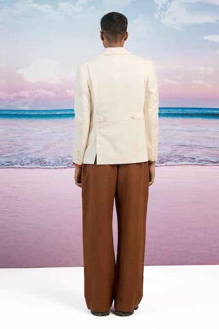 Shop Siddhartha Bansal Brown Linen Earthy Solid Trouser at Aza Fashions Shop_Siddhartha Bansal_Brown Linen Earthy Solid Trouser _at_Aza_Fashions