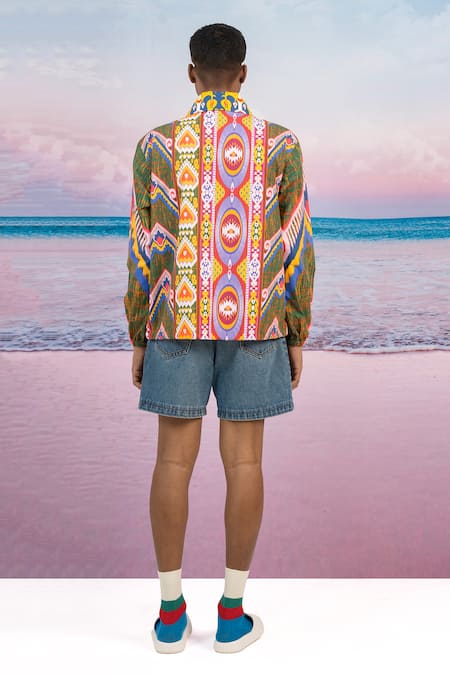 Shop Siddhartha Bansal Green Gingham Cant Change Me Pullover Jacket at Aza Fashions Shop_Siddhartha Bansal_Green Gingham Cant Change Me Pullover Jacket _at_Aza_Fashions