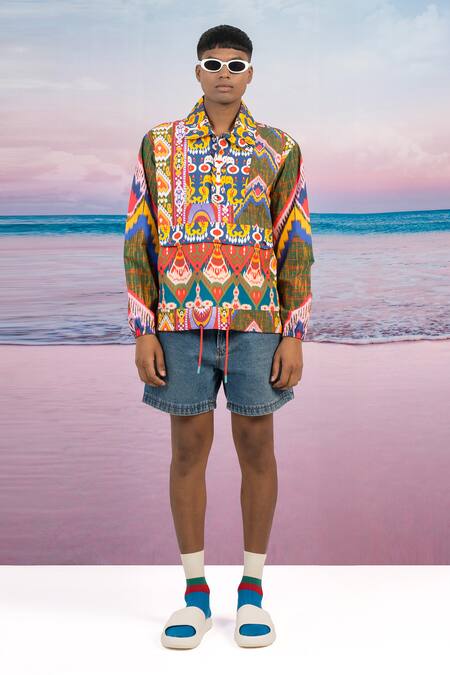 Siddhartha Bansal Green Gingham Cant Change Me Pullover Jacket Online at Aza Fashions Siddhartha Bansal_Green Gingham Cant Change Me Pullover Jacket _Online_at_Aza_Fashions