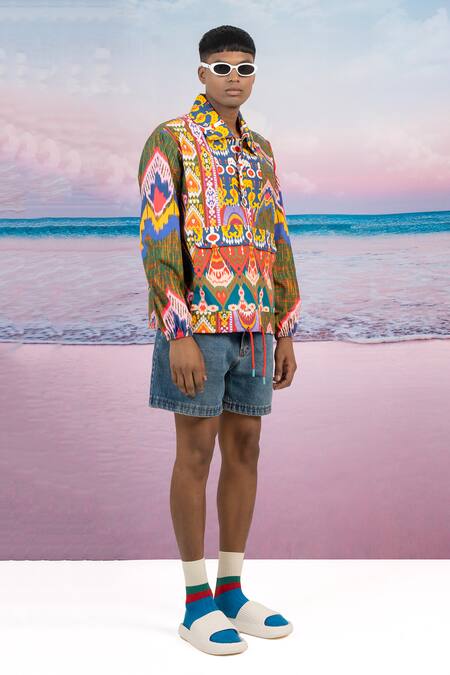 Buy Siddhartha Bansal Green Gingham Cant Change Me Pullover Jacket Online at Aza Fashions Buy_Siddhartha Bansal_Green Gingham Cant Change Me Pullover Jacket _Online_at_Aza_Fashions