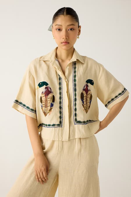 Cord Ava Duck Applique Detailed Shirt 