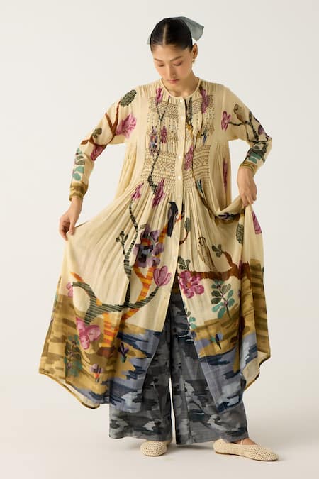 Cord Frida Safari Print Kurta With Camo Pant 