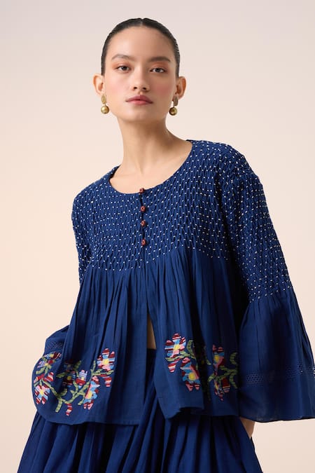 Cord Louie Smocked Yoke Top 