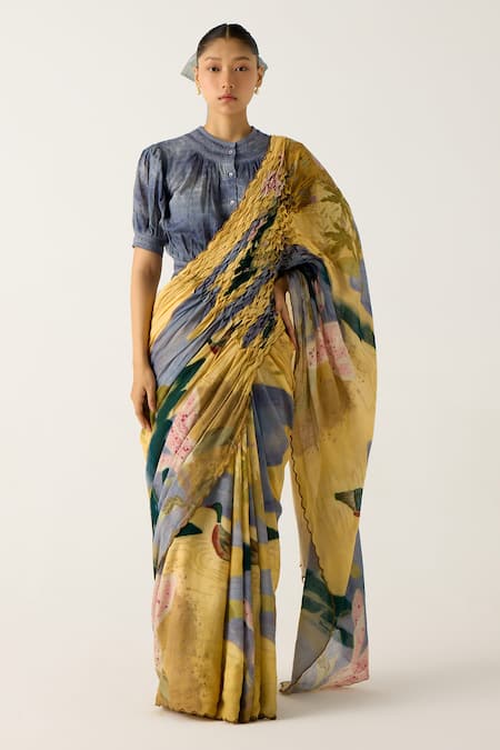 Cord Wallflower Print Saree 