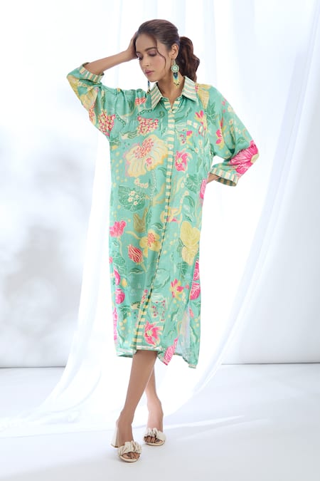 Gopi Vaid Garden Print Shirt Dress 