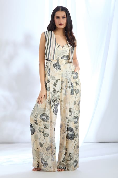 Gopi Vaid Floral Pattern Jumpsuit With Jacket 