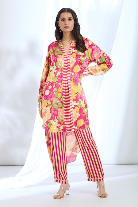 Gopi Vaid Floral Print Tunic & Pant Set 