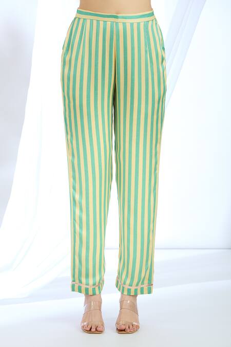 Gopi Vaid Green Satin Gota Patti, Embroidery Round Detailed Sleeve Hem Kaftan With Pant Online at Aza Fashions Gopi Vaid_Green Satin Gota Patti, Embroidery Round Detailed Sleeve Hem Kaftan With Pant_Online_at_Aza_Fashions