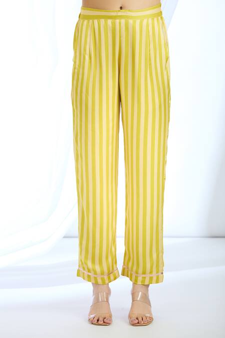 Buy_Gopi Vaid_Blue Satin Gota Patti Collared Detailed Sleeve Hem Kaftan And Pant Set