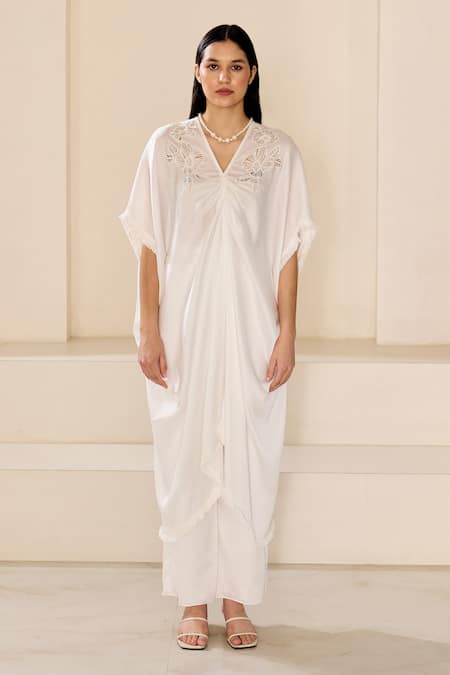 Lavanya Ahuja Floral Cutwork Embrodiered Kaftan With Pant 