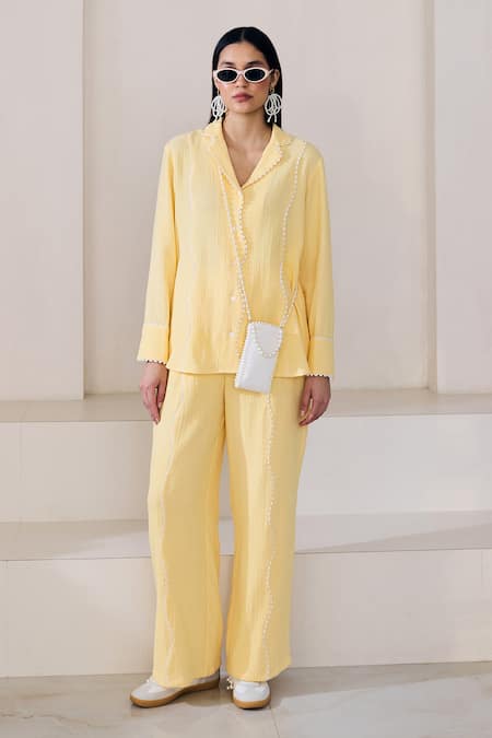 Lavanya Ahuja Buttercup Sacllop Embroidered Shirt With Pant 