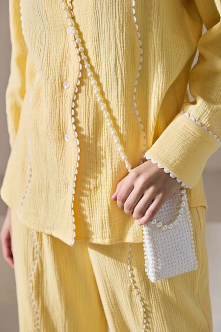 Shop Lavanya Ahuja Yellow Organza, Georgette Lace Buttercup Sacllop Embroidered Shirt With Pant Online at Aza Fashions Shop_Lavanya Ahuja_Yellow Organza, Georgette Lace Buttercup Sacllop Embroidered Shirt With Pant _Online_at_Aza_Fashions