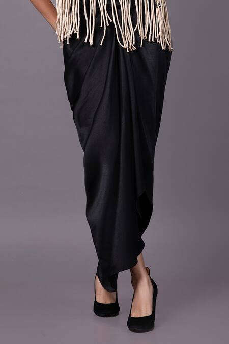 That Thing You Love Beige Satin Embroidery Tassels Round Sleeveless Top With Draped Skirt Online at Aza Fashions That Thing You Love_Beige Satin Embroidery Tassels Round Sleeveless Top With Draped Skirt _Online_at_Aza_Fashions