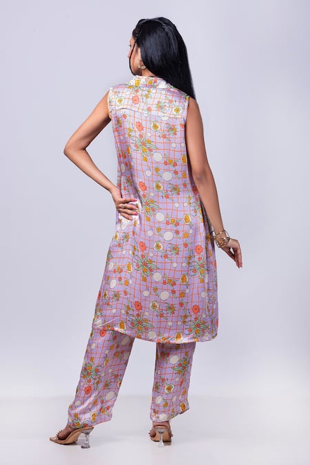 That Thing You Love Scribble Floral Print Jacket With Pant Set 