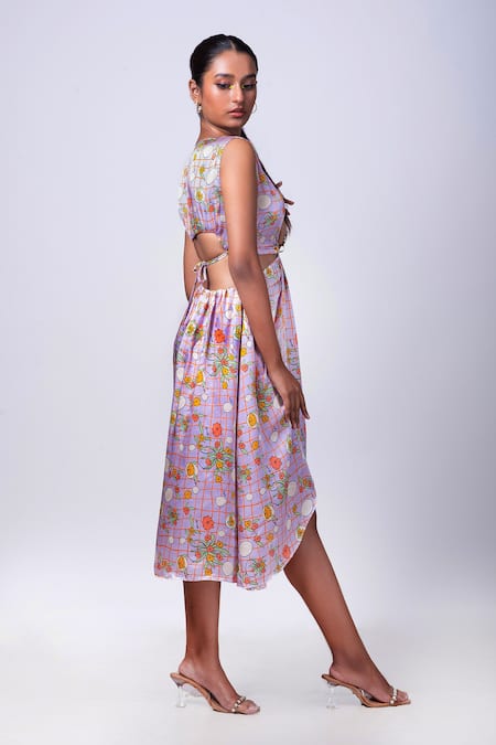That Thing You Love Scribble Floral Print D Ring Dress 