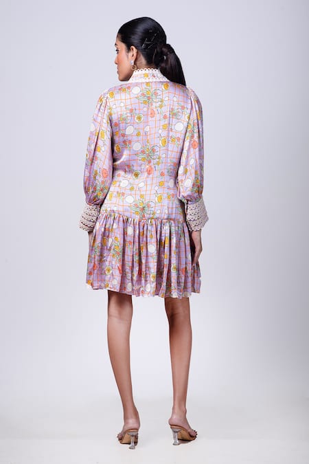 That Thing You Love Scribble Floral Print Lace Dress 