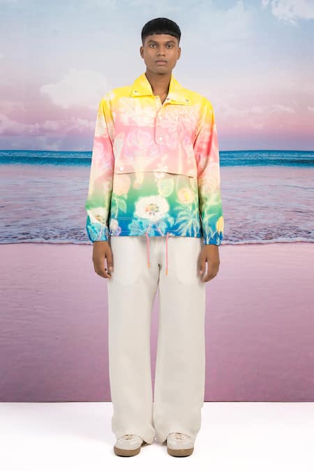 Siddhartha Bansal Multi Color Gabardine Evening Bloom Print Pullover Jacket Online at Aza Fashions Siddhartha Bansal_Multi Color Gabardine Evening Bloom Print Pullover Jacket _Online_at_Aza_Fashions