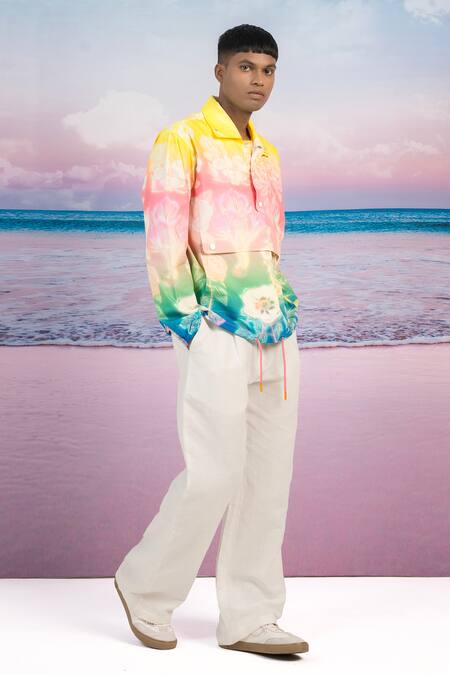 Buy Siddhartha Bansal Multi Color Gabardine Evening Bloom Print Pullover Jacket Online at Aza Fashions Buy_Siddhartha Bansal_Multi Color Gabardine Evening Bloom Print Pullover Jacket _Online_at_Aza_Fashions