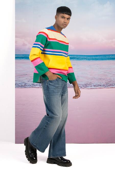 Shop Siddhartha Bansal Multi Color Gingham Love Fool Stripe Print Jacket Online at Aza Fashions Shop_Siddhartha Bansal_Multi Color Gingham Love Fool Stripe Print Jacket _Online_at_Aza_Fashions