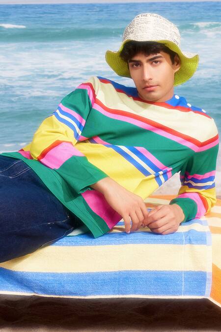 Siddhartha Bansal Multi Color Gingham Love Fool Stripe Print Jacket at Aza Fashions Siddhartha Bansal_Multi Color Gingham Love Fool Stripe Print Jacket _at_Aza_Fashions