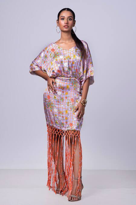 That Thing You Love Scribble Floral Print Fringe Dress 