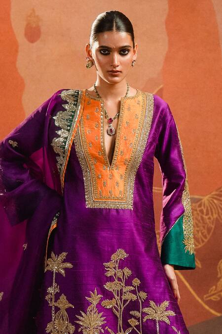 Masaba Purple Silk, Organza Sequins, Beads, The Jamun Cooler Kurta Salwar Set Online at Aza Fashions Masaba_Purple Silk, Organza Sequins, Beads, The Jamun Cooler Kurta Salwar Set _Online_at_Aza_Fashions