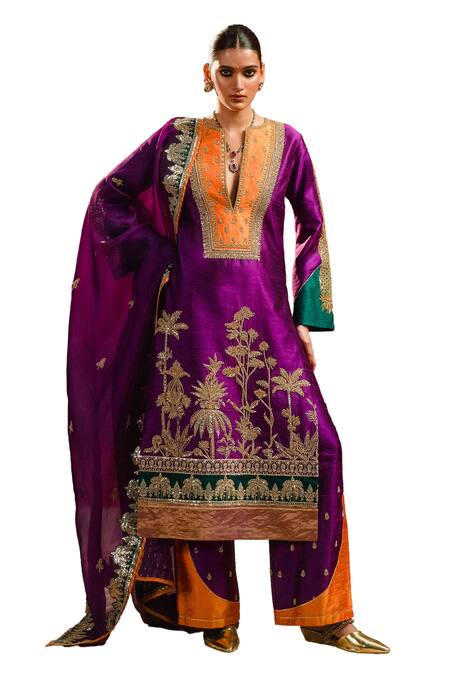 Buy Masaba Purple Silk, Organza Sequins, Beads, The Jamun Cooler Kurta Salwar Set Online at Aza Fashions Buy_Masaba_Purple Silk, Organza Sequins, Beads, The Jamun Cooler Kurta Salwar Set _Online_at_Aza_Fashions