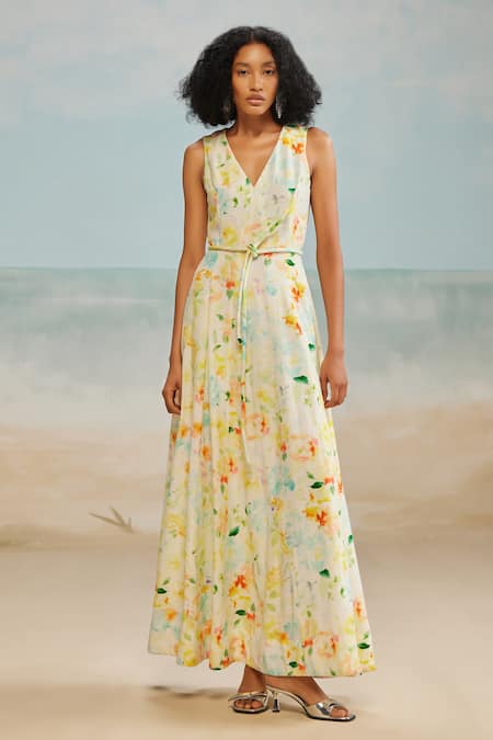 THE IASO Drew Floral Paint Maxi Dress 