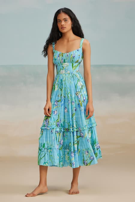 THE IASO Ines Floral Print Midi Dress 