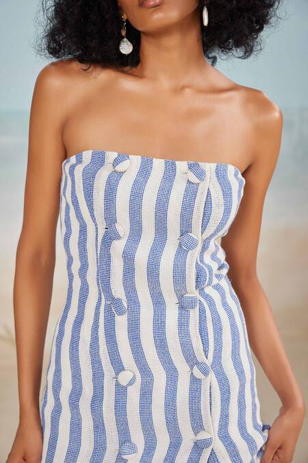 Shop The Iaso White Cotton Collared Tate Stripe Print Vest Top Online at Aza Fashions Shop_The Iaso_White Cotton Collared Tate Stripe Print Vest Top _Online_at_Aza_Fashions