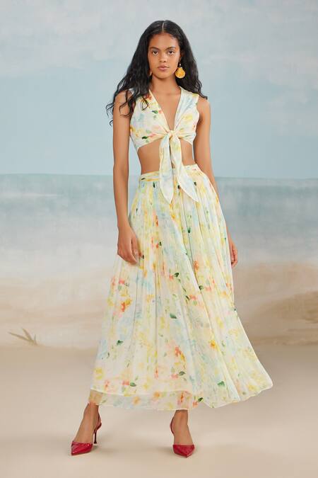 The Iaso White Crepe, Modal Drew Printed Midi Skirt Online at Aza Fashions The Iaso_White Crepe, Modal Drew Printed Midi Skirt _Online_at_Aza_Fashions